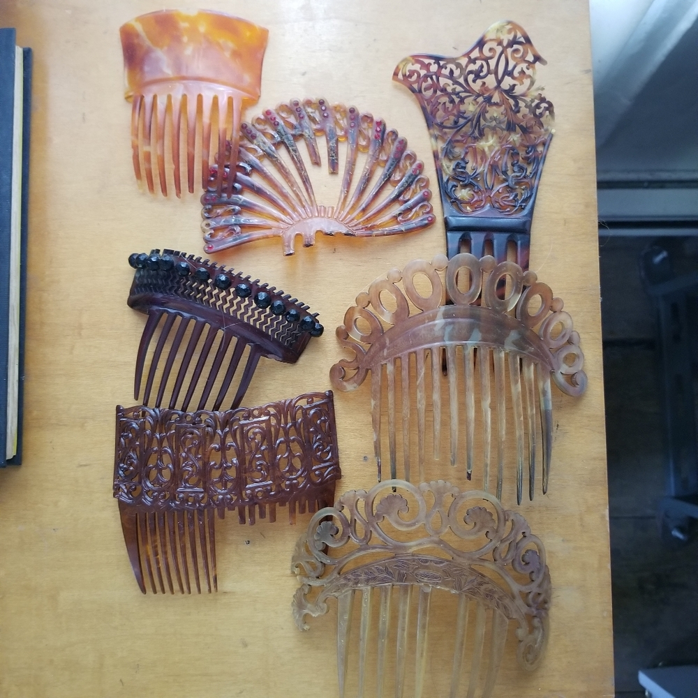 Set of seven vintage combs